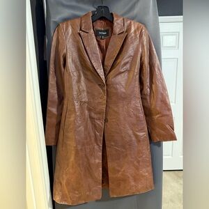 Express Women's Brown Leather Long Coat